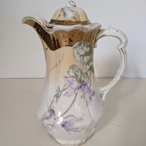 Vintage Porcelain Chocolate/ Tea/ Coffee Pot Floral